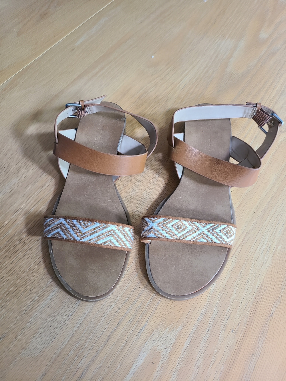 Joe Fresh Brown Beaded Strap Ankle-Strap Sandals